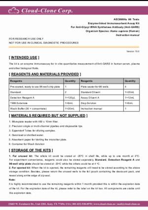 ELISA-Kit-for-Anti-Glycyl-tRNA-Synthetase-Antibody-(Anti-GARS)-AEC996Hu.pdf