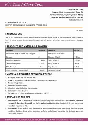 ELISA-Kit-for-Neurofilament--Light-Polypeptide-(NEFL)-CEE038Hu.pdf