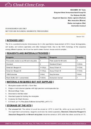 ELISA-Kit-for-Histone-H4-(H4)-SEA289Mi.pdf